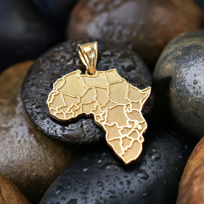 Gold Africa Map African Country Pendant Necklace (10K, 14K, yellow, white, rose gold)