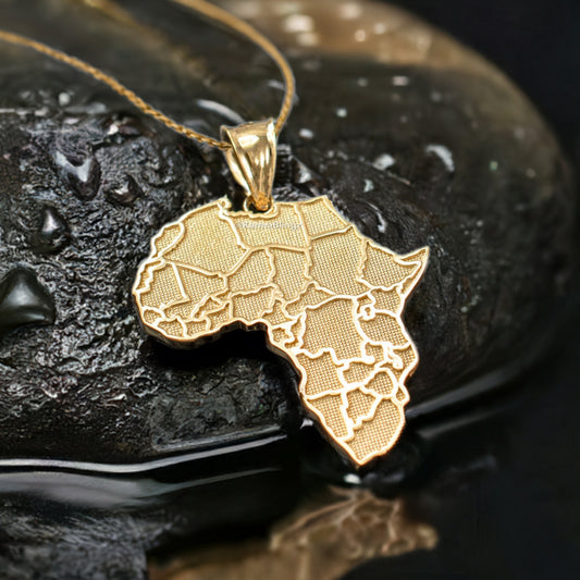 Gold Africa Map African Country Pendant Necklace (10K, 14K, yellow, white, rose gold)