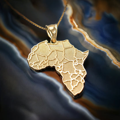 Gold Africa Map African Country Pendant Necklace (10K, 14K, yellow, white, rose gold)