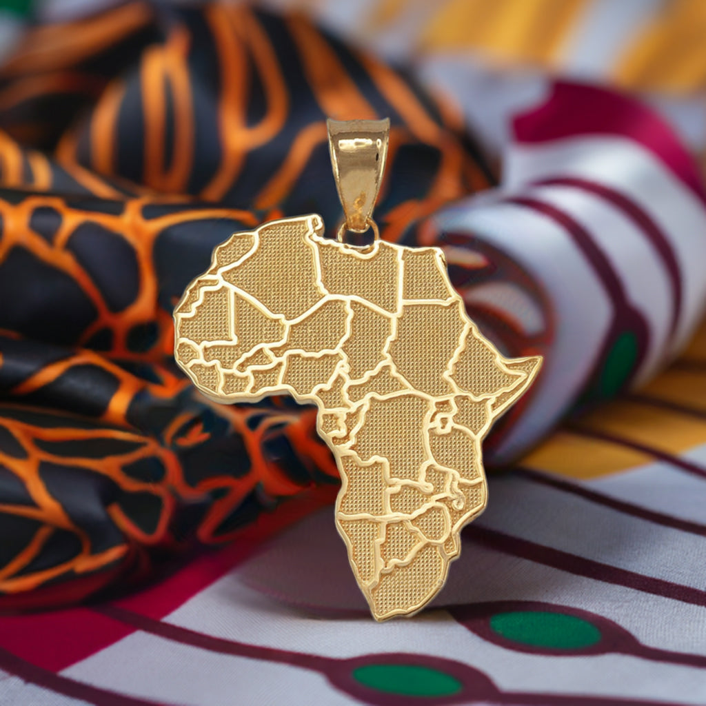 Gold Africa Map African Country Pendant Necklace (10K, 14K, yellow, white, rose gold)