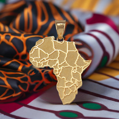 Gold Africa Map African Country Pendant Necklace (10K, 14K, yellow, white, rose gold)