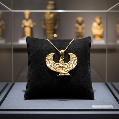 Gold Egyptian Isis Winged Goddess Pendant Necklace (yellow, white, rose gold, 10k, 14k)