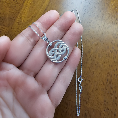 Gold Double Infinity Ouroboros Snakes Pendant Necklace (yellow, white, rose gold, 10k, 14k)