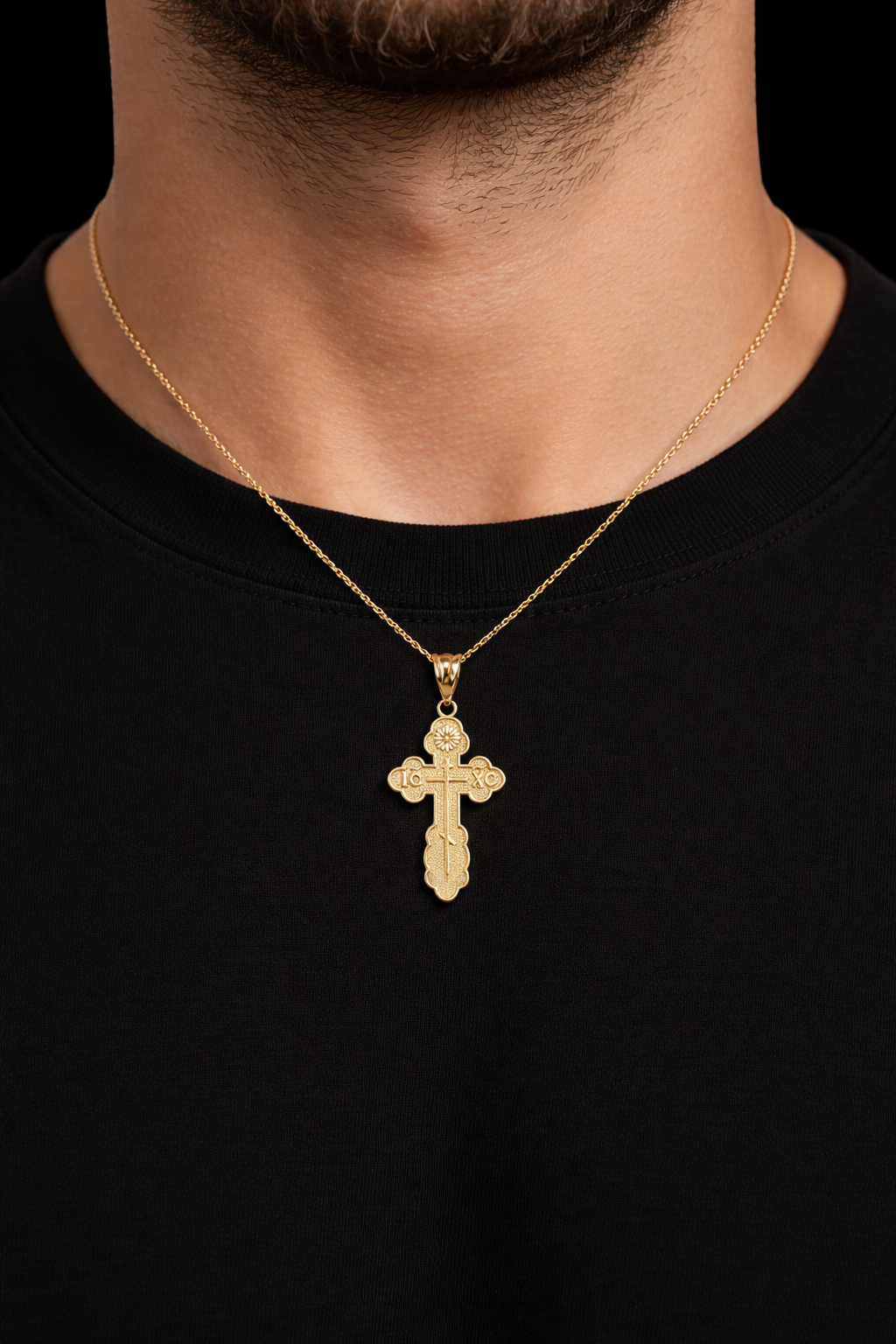 Gold Eastern Orthodox St. Olga Cross Pendant Necklace (yellow, white, rose, 2-tone gold, 10K, 14K)