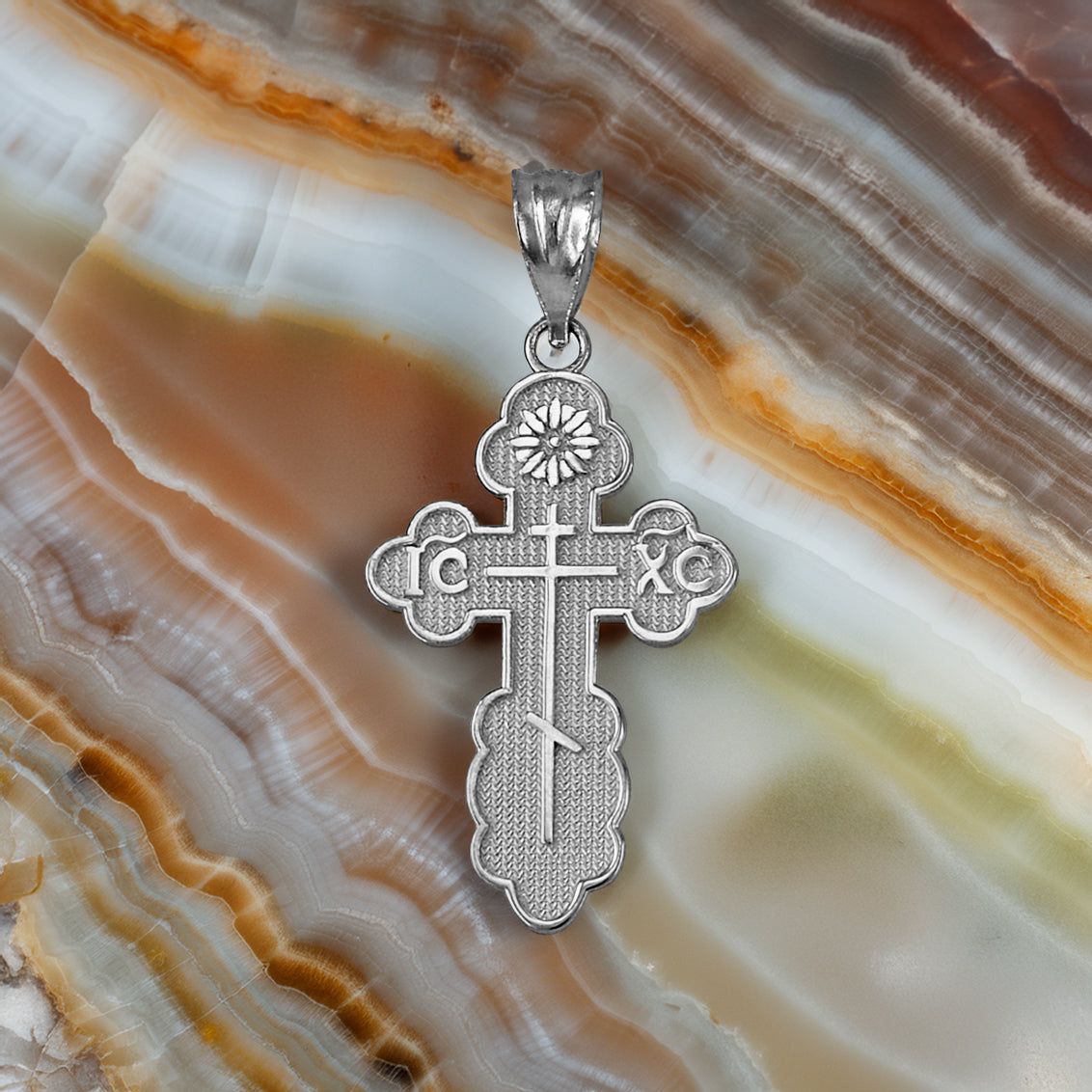 Gold Eastern Orthodox St. Olga Cross Pendant Necklace (yellow, white, rose, 2-tone gold, 10K, 14K)