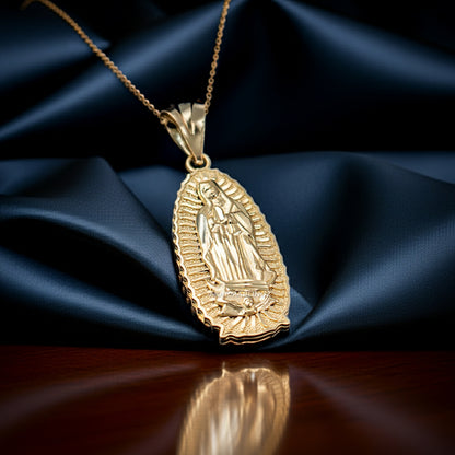 Gold Our Lady of Guadalupe Virgin Mary Pendant Necklace (10k, 14k, yellow, white, rose, 2-tone)