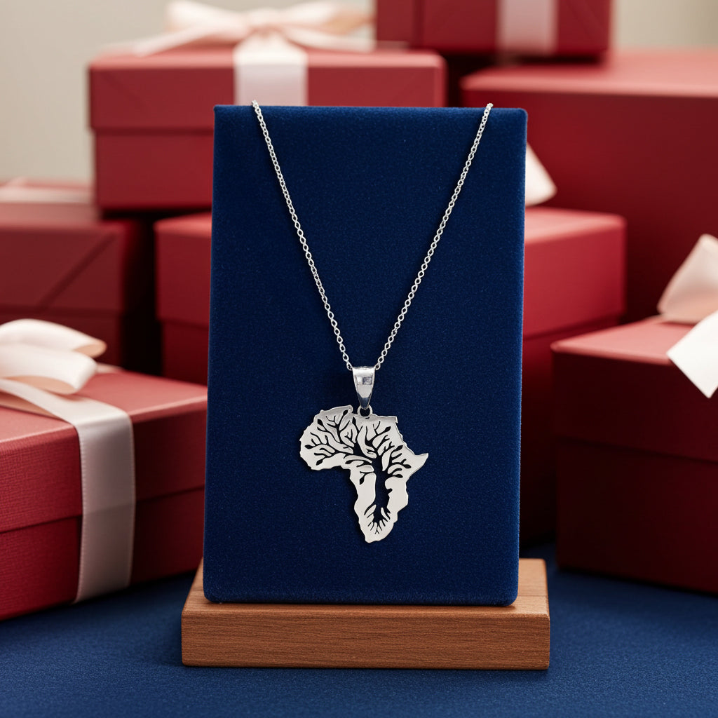 Gold Africa Tree of Life Pendant Necklace (10K, 14K, yellow, white, rose gold)