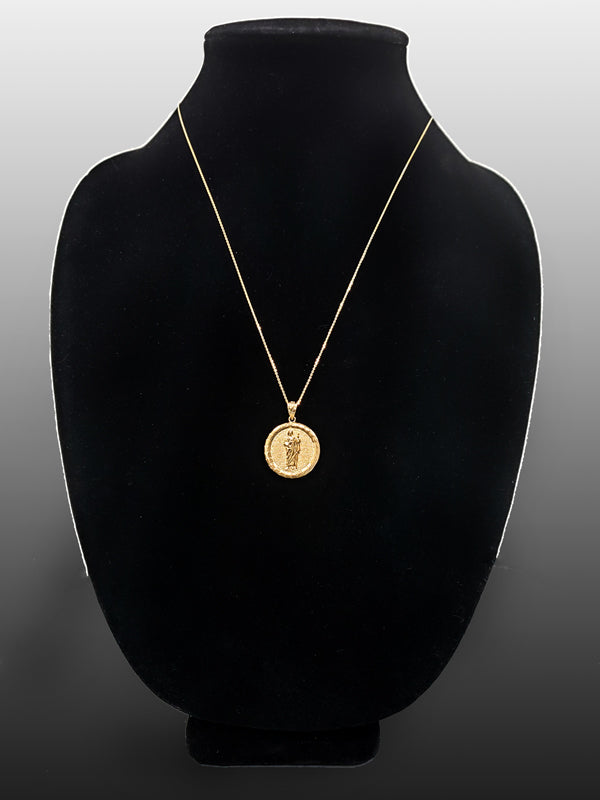 Gold Saint Jude Medallion Pendant Necklace in 10K or 14K, Yellow, White, Rose, 2-Tone