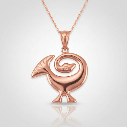 Rose gold Adinkra Sankofa Bird pendant necklace