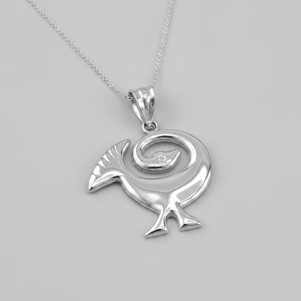 Gold Sankofa Bird Pendant Necklace West African Adinkra Symbol Charm Yellow, White, Rose Gold 10K 14K