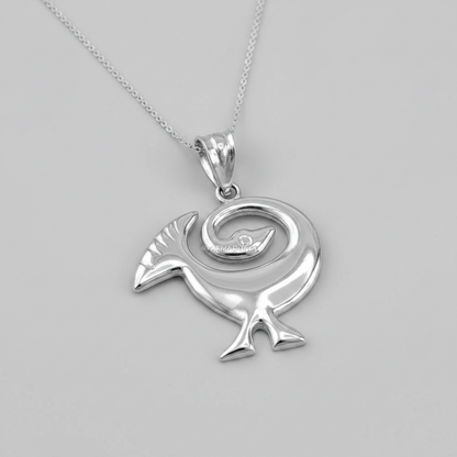 Gold Sankofa Bird Pendant Necklace West African Adinkra Symbol Charm Yellow, White, Rose Gold 10K 14K
