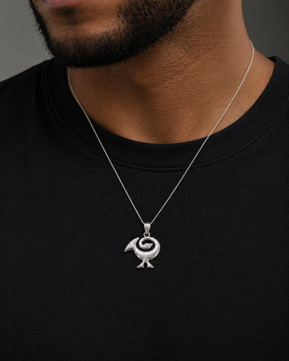 Gold Sankofa Bird Pendant Necklace West African Adinkra Symbol Charm Yellow, White, Rose Gold 10K 14K