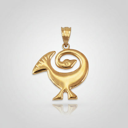 Gold Sankofa Bird Pendant Necklace West African Adinkra Symbol Charm Yellow, White, Rose Gold 10K 14K