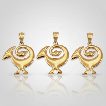Gold Sankofa Bird Pendant Necklace West African Adinkra Symbol Charm Yellow, White, Rose Gold 10K 14K