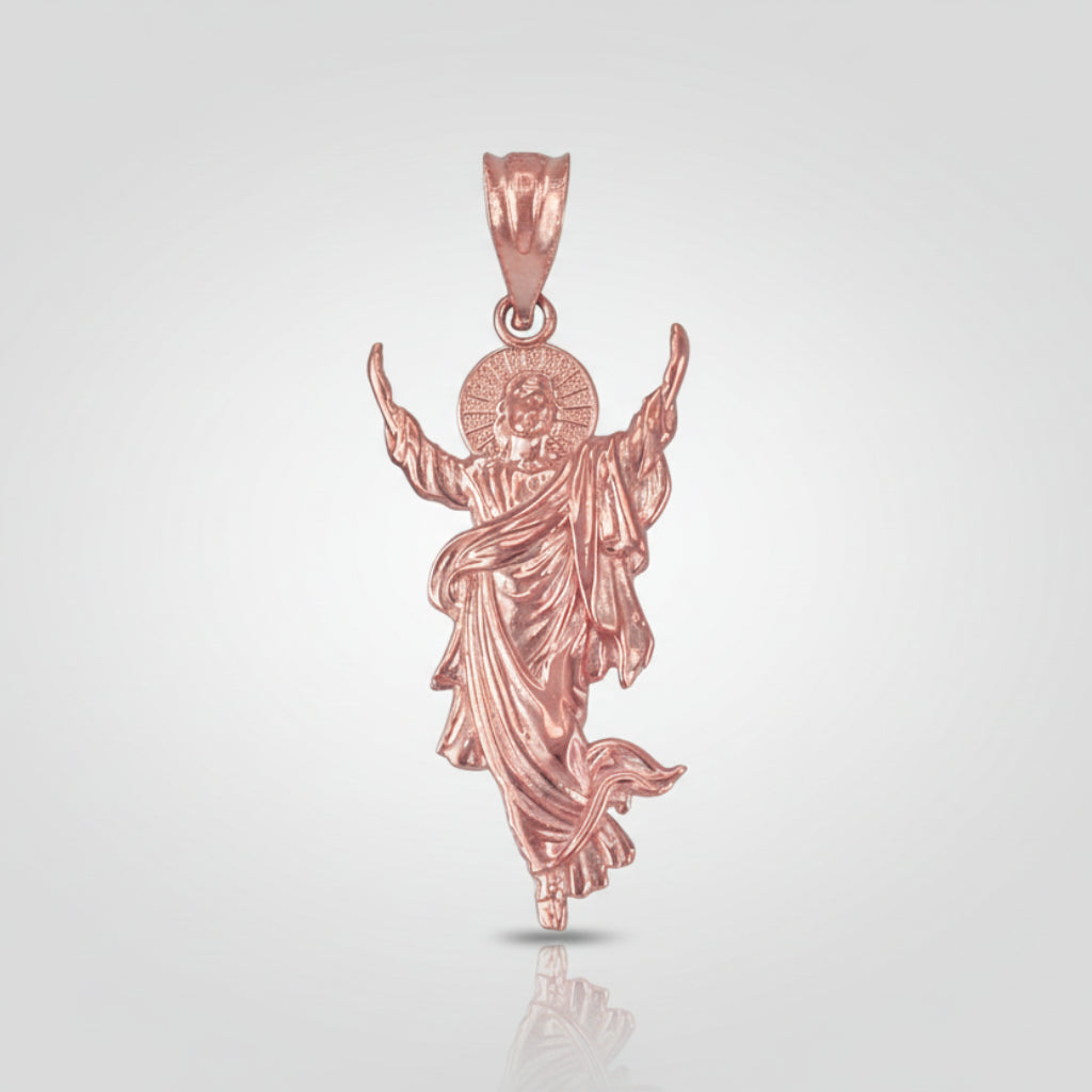 Resurrection of Jesus Christ Rose Gold Pendant