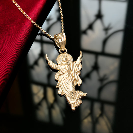 Gold Resurrection of Jesus Christ Pendant Necklace (yellow, white, rose gold, 10k, 14k)