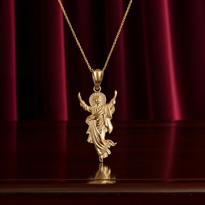 Gold Resurrection of Jesus Christ Pendant Necklace (yellow, white, rose gold, 10k, 14k)
