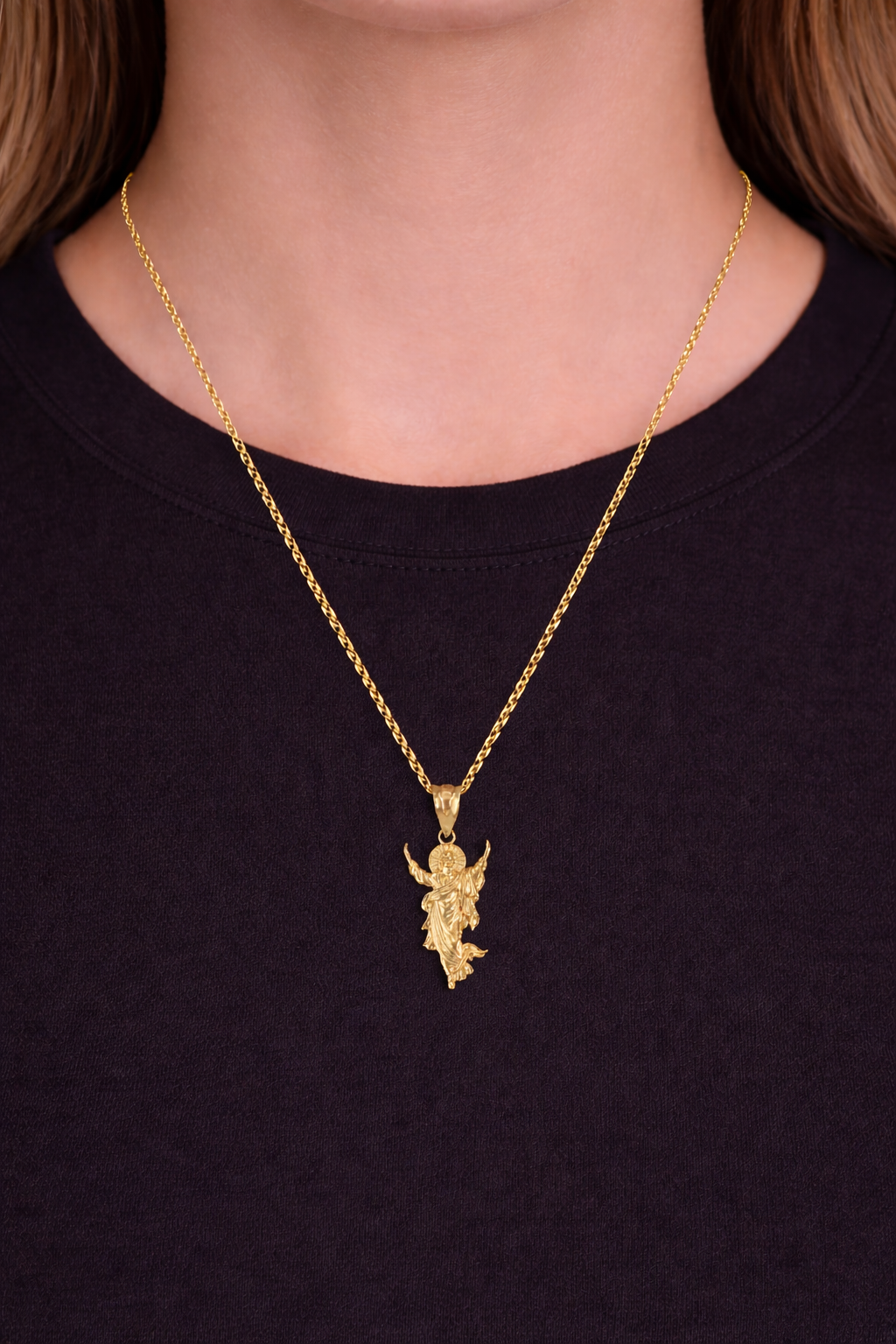 Gold Resurrection of Jesus Christ Pendant Necklace (yellow, white, rose gold, 10k, 14k)