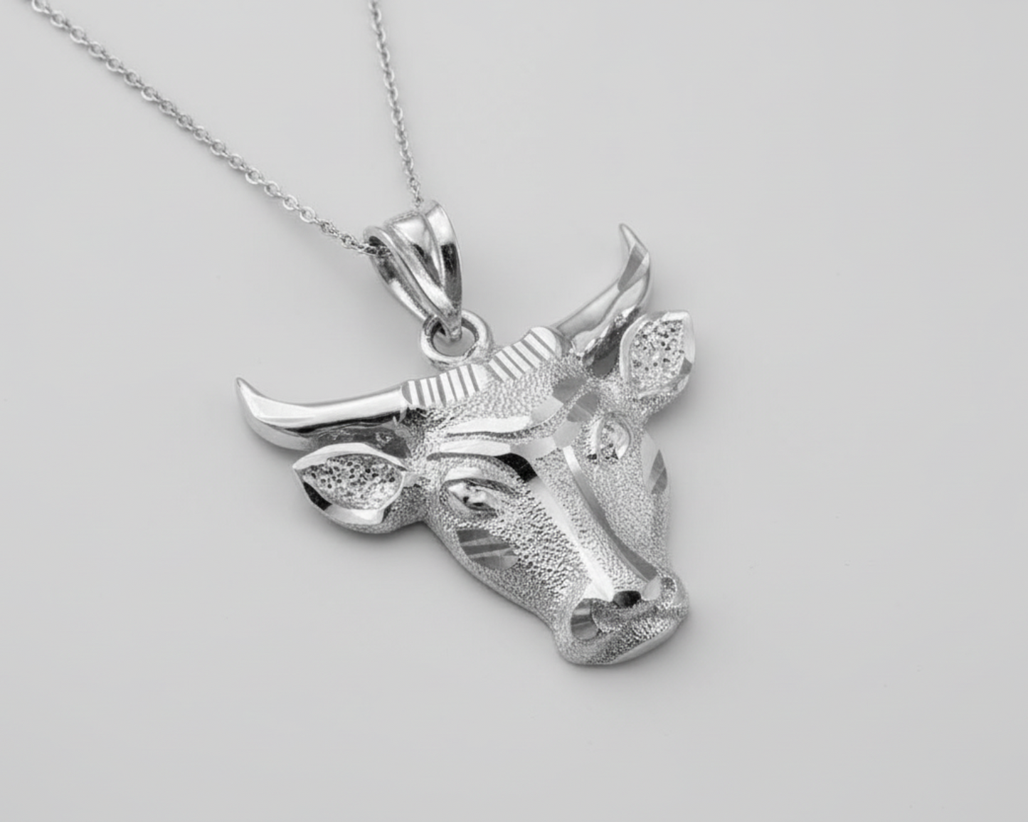 Gold Bull Head DC Pendant Necklace (10K, 14K, yellow, white, rose gold)
