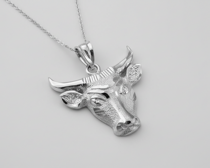 Gold Bull Head DC Pendant Necklace (10K, 14K, yellow, white, rose gold)