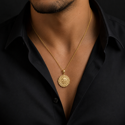 Gold Aztec Coin Pirates of The Caribbean Skull Medallion Pendant Necklace (yellow, white, rose)