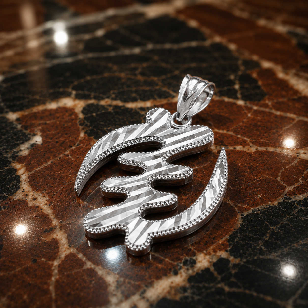 Sterling Silver African Adinkra Gye Nyame DC Pendant Necklace