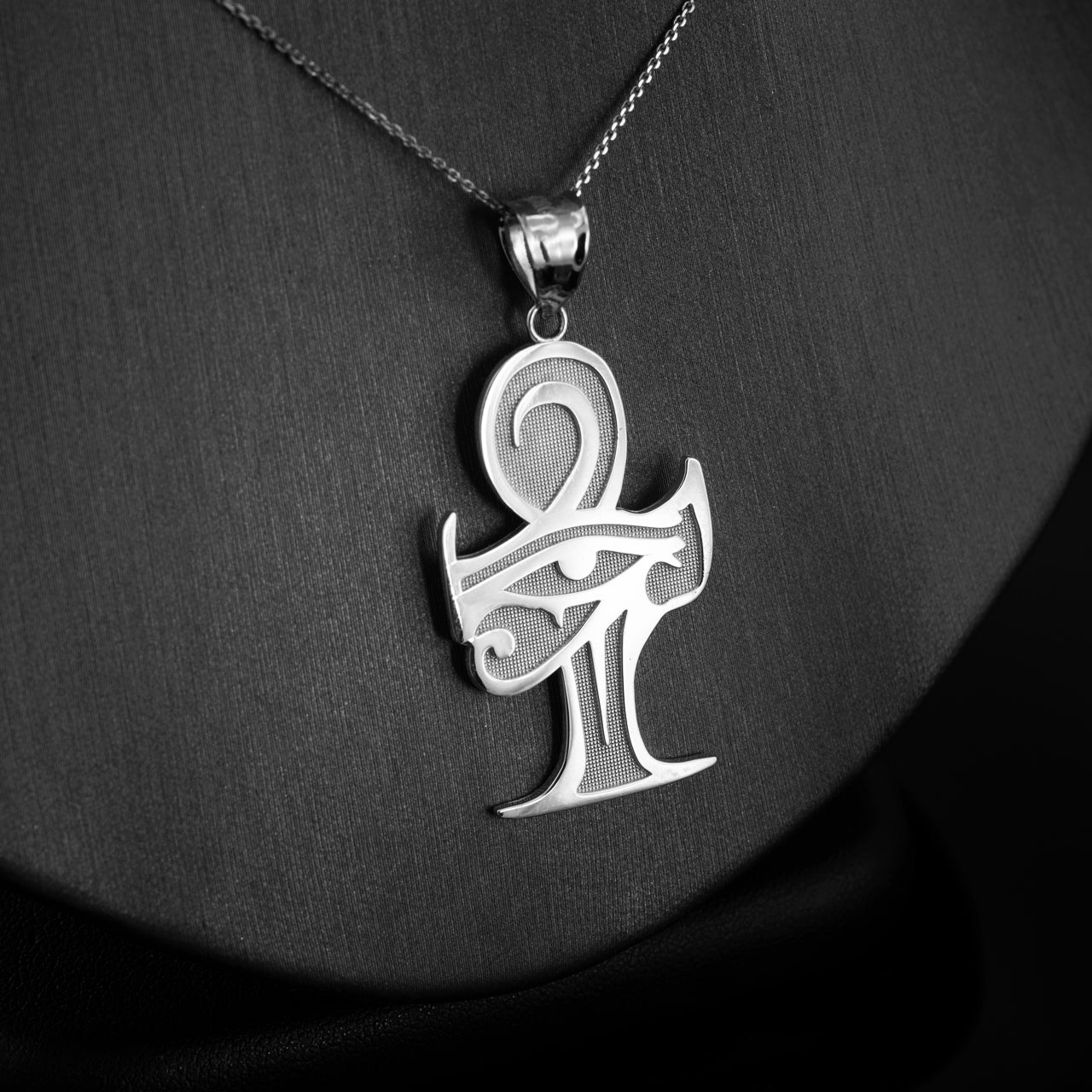 Gold Egyptian Eye Of Horus Ankh Pendant Necklace