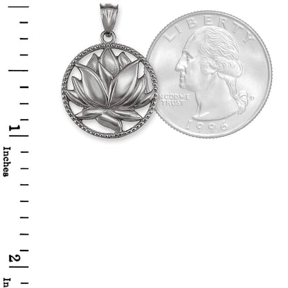 Sterling Silver Lotus Flower in Circle Yoga Pendant Necklace Karma Blingz