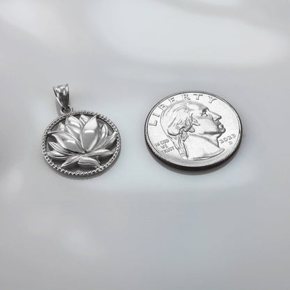 Sterling Silver Lotus Flower in Circle Yoga Pendant Necklace Karma Blingz