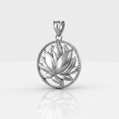 Gold Lotus Flower in Circle Yoga Pendant Necklace (yellow/white/rose)