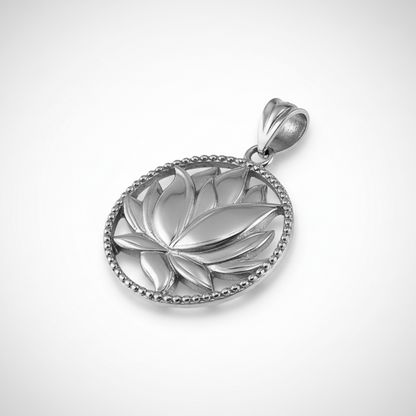 Gold Lotus Flower in Circle Yoga Pendant Necklace (yellow/white/rose)