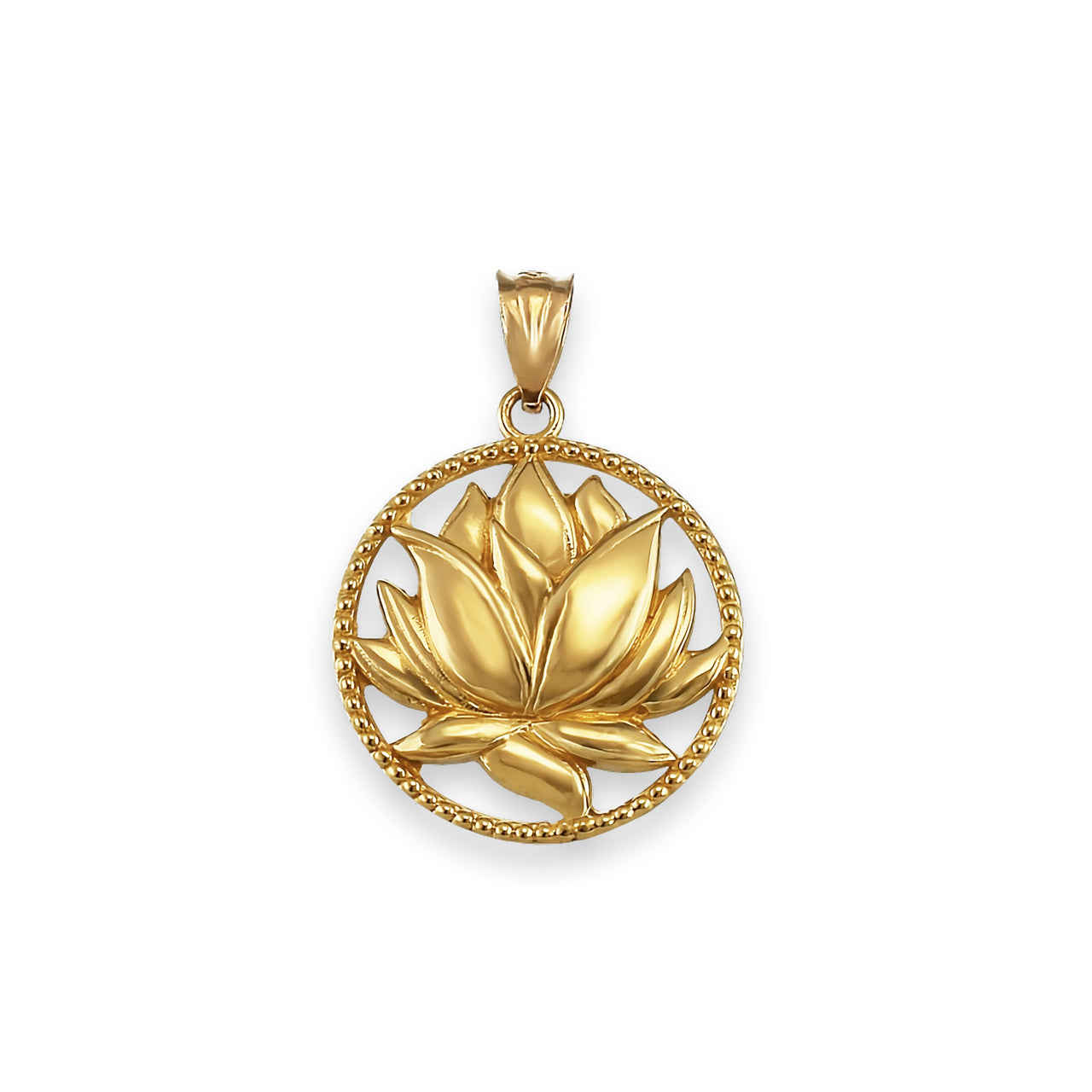 Gold Lotus Flower in Circle Yoga Pendant Necklace (yellow/white/rose)