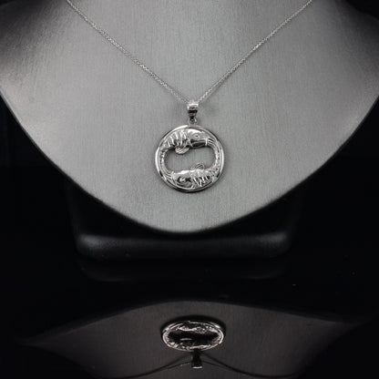 Sterling Silver Zodiac Sign Pendant Necklace Round Diamond-Cut Design 12 Astrology Signs