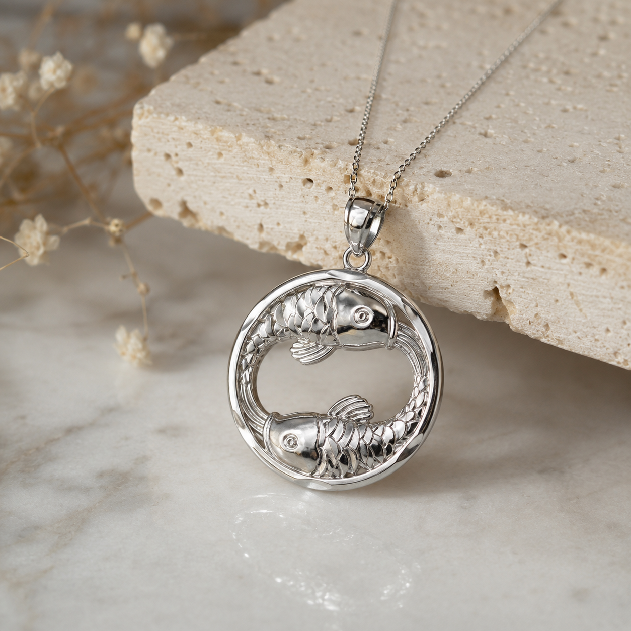 Sterling Silver Zodiac Sign Pendant Necklace Round Diamond-Cut Design 12 Astrology Signs