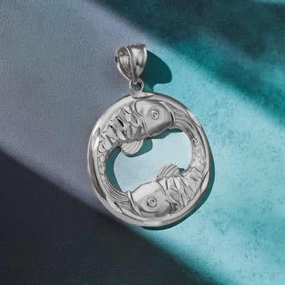 Sterling Silver Zodiac Sign Pendant Necklace Round Diamond-Cut Design 12 Astrology Signs