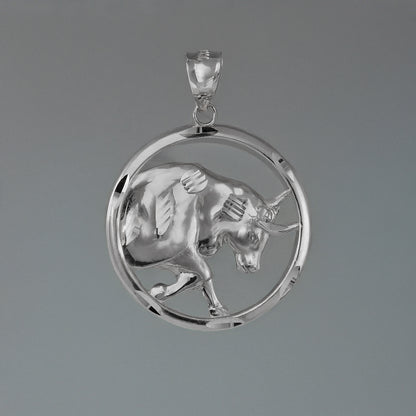 Sterling Silver Zodiac Sign Pendant Necklace Round Diamond-Cut Design 12 Astrology Signs