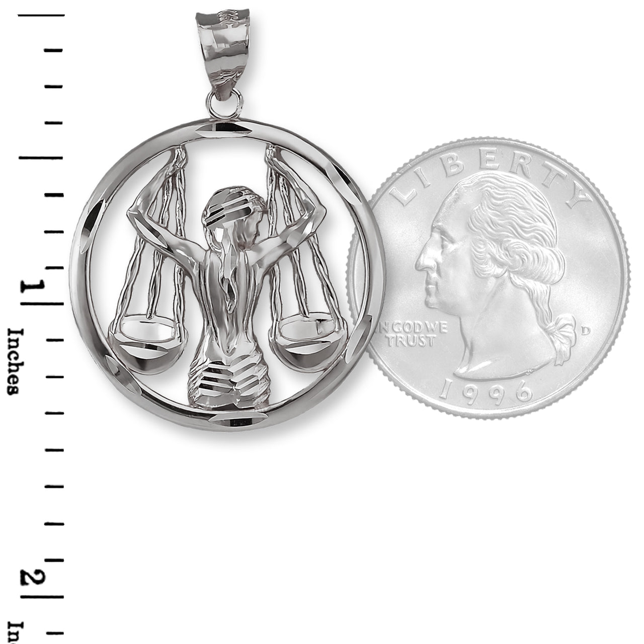 Sterling Silver Zodiac Sign Pendant Necklace Round Diamond-Cut Design 12 Astrology Signs