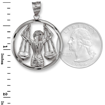 Sterling Silver Zodiac Sign Pendant Necklace Round Diamond-Cut Design 12 Astrology Signs