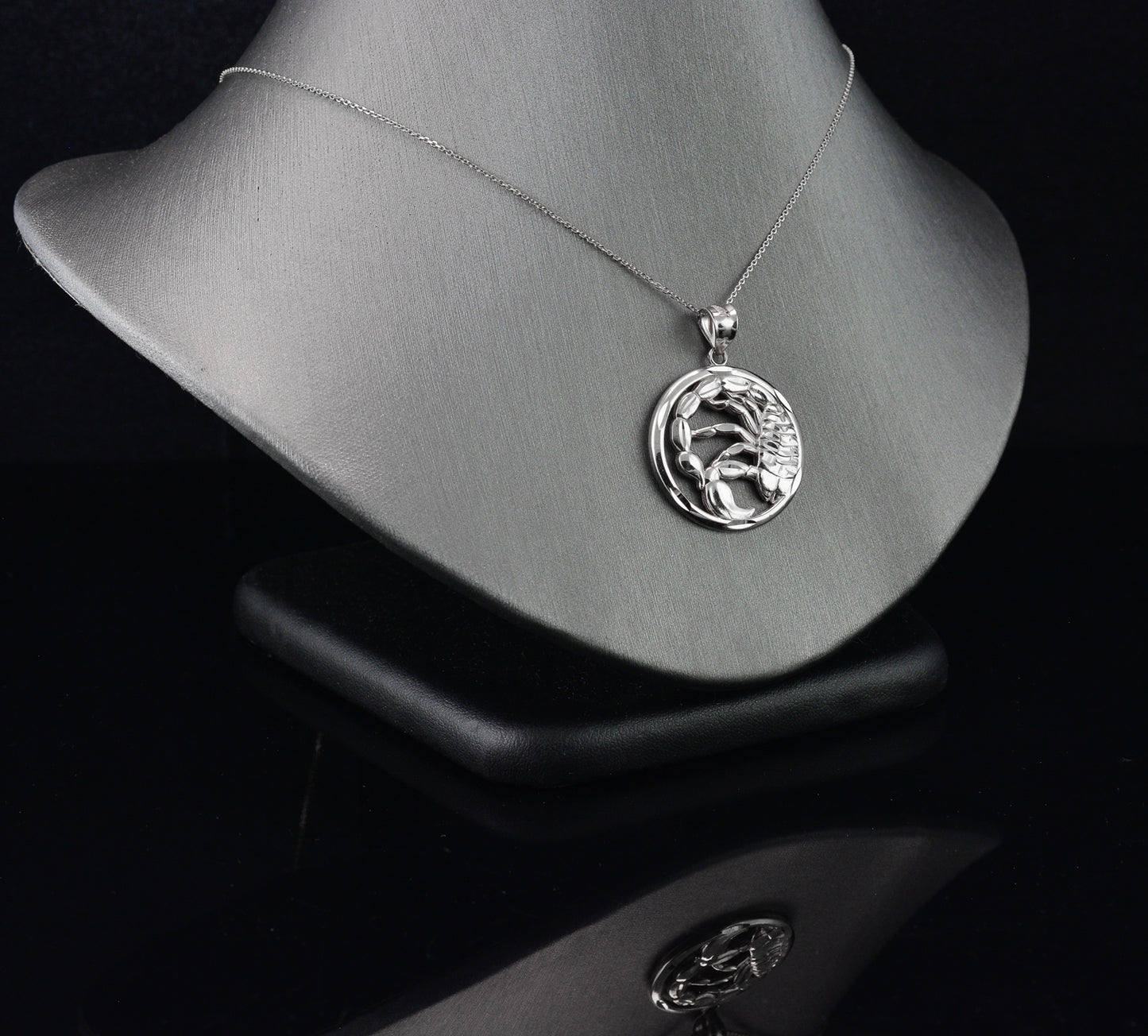 Sterling Silver Zodiac Sign Pendant Necklace Round Diamond-Cut Design 12 Astrology Signs