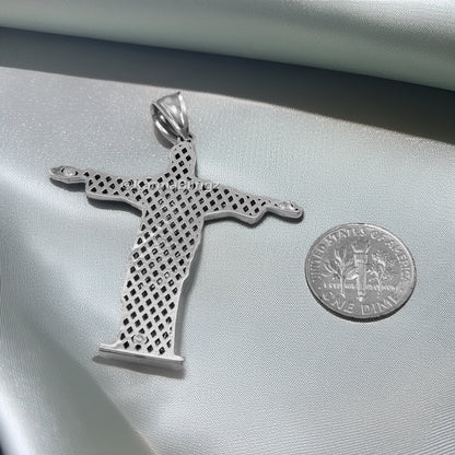 Sterling Silver Jesus Christ The Redeemer Cross Brazil Rio Statue Pendant