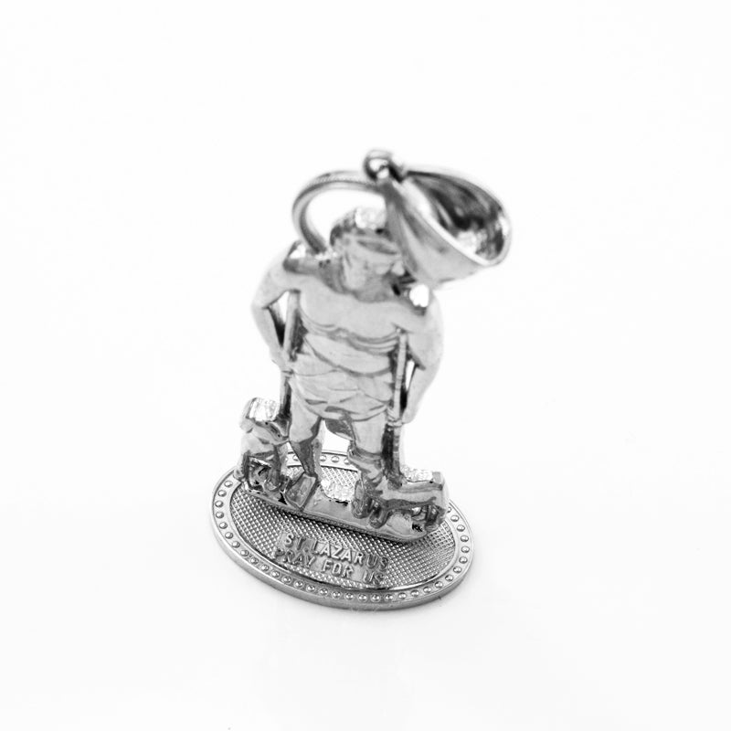 St. Lazarus Pray For Us Sterling Silver Statuette Pendant
