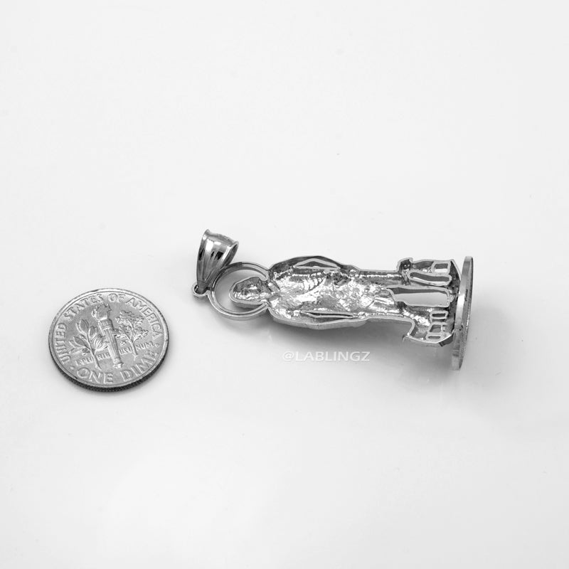St. Lazarus Pray For Us Sterling Silver Statuette Pendant