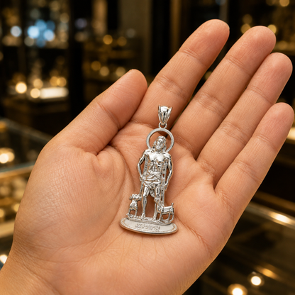 St. Lazarus Pray For Us Sterling Silver Statuette Pendant