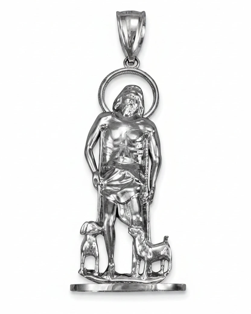 St. Lazarus Pray For Us Sterling Silver Statuette Pendant