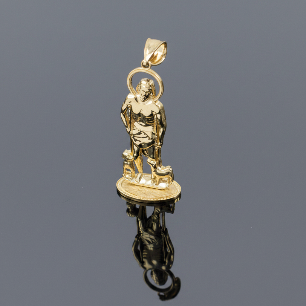 Gold St. Lazarus Statuette Pendant (yellow, white, rose gold, 10k, 14k)