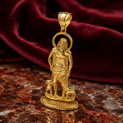 Gold St. Lazarus Statuette Pendant (yellow, white, rose gold, 10k, 14k)