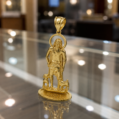 Gold St. Lazarus Statuette Pendant (yellow, white, rose gold, 10k, 14k)