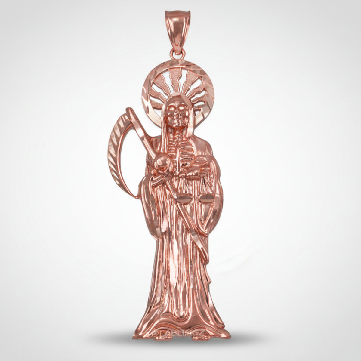 Rose gold Santa Muerte pendant