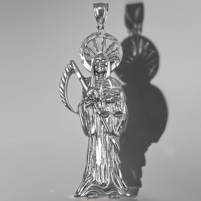 Gold Santa Muerte DC Pendant (yellow, white, rose gold, 10k, 14k)