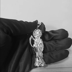 Sterling Silver Santa Muerte DC Pendant